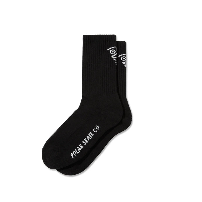 Polar Skate Co - Rib Socks Polar Face (Black/White) | stebra skateshop calcetines 