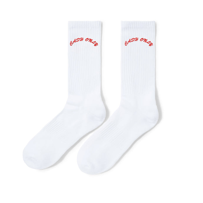 Cash Only - Logo Crew Socks (White)