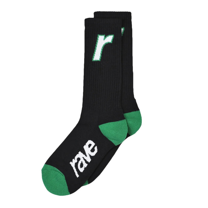 Rave Skateboards - R Logo Socks (Black) | stebra skateshop calcetines