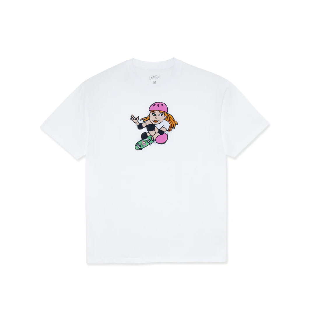 Last Resort AB - Skater Skating on Skateboard Tee (White) | stebra skateshop camiseta estampada 