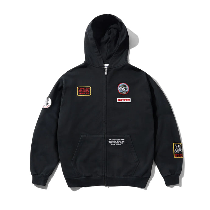 Butter Goods - Patches Zip-Thru Hoodie (Washed Black)