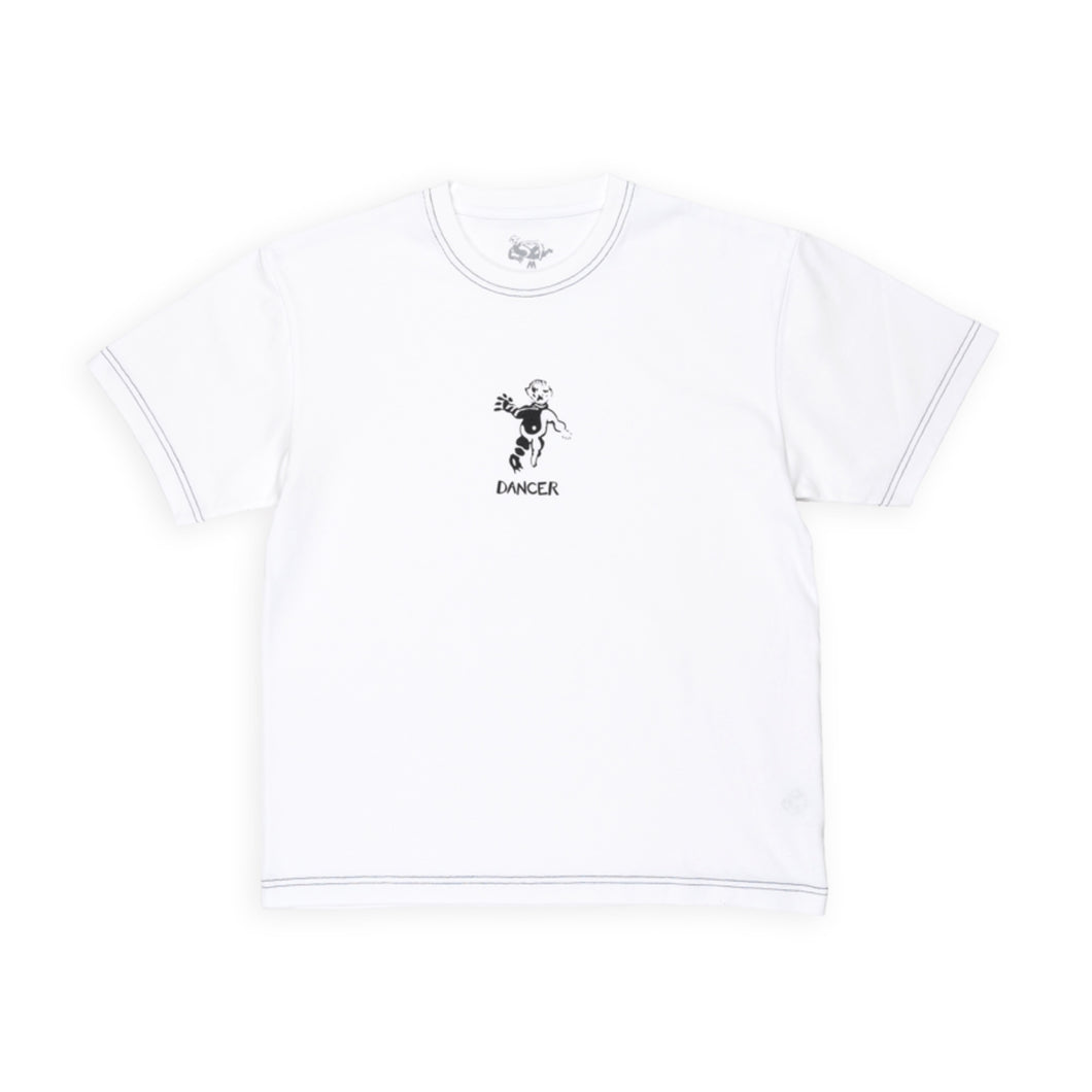 Dancer - OG Logo Tee (White/Black Stitch) | stebra skateshop camiseta Skate stebra skateshop Lloret de Mar 