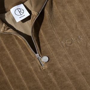 Polar Skate Co - Stripe Velour Zip Neck Sweatshirt (Beech)