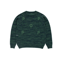 Cargar imagen en el visor de la galería, Pop Trading Company - Pop Knitted Melange Logo Crewneck (Navy/Juniper) stebra skateshop