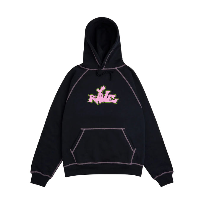 Rave Skateboards - DEKCIW Raglan Hoodie (Black/Pink)