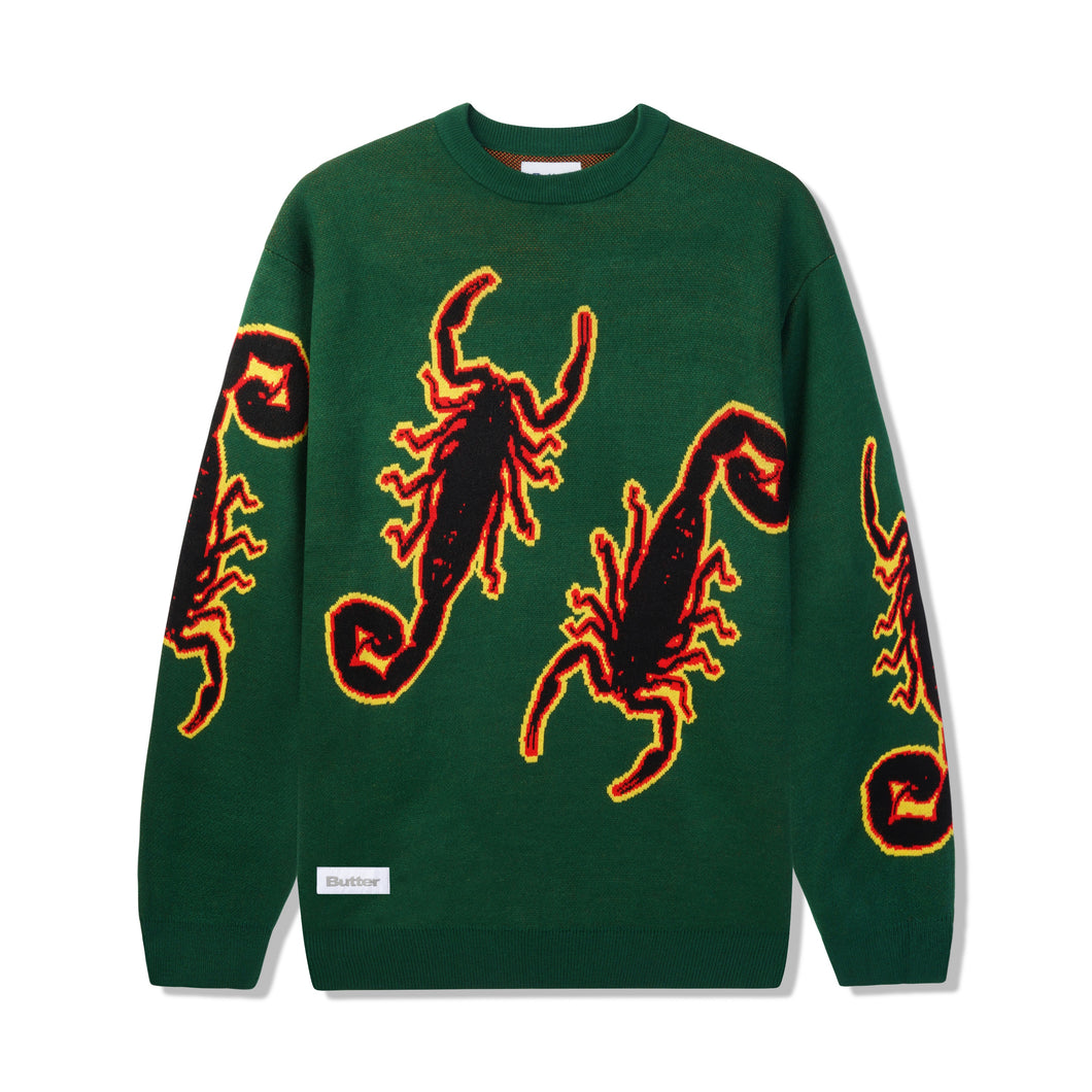 Butter Goods - Scorpion Knitted Sweater (Forest Green) | stebra skateshop knit sweater hoodie sudadera skate ButterGoods 